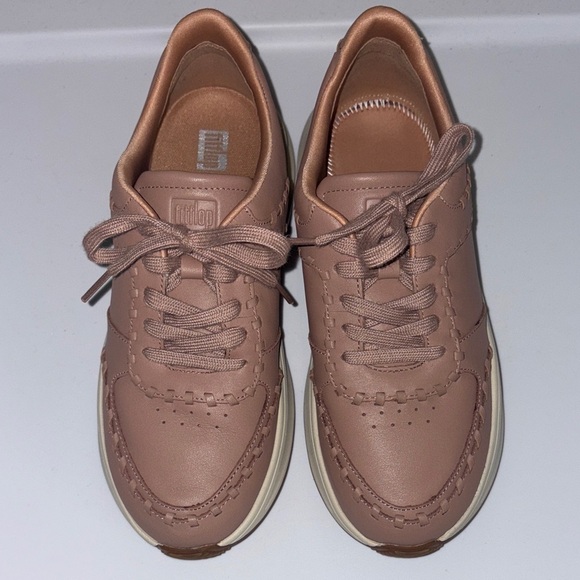 Fitflop Shoes - Fitflop Taupe Leather Lace-Up Sneakers